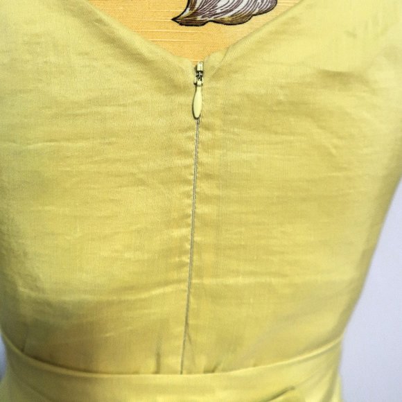 Lida Baday Yellow Belted Pleated Midi Dress 2 - Picture 9 of 13